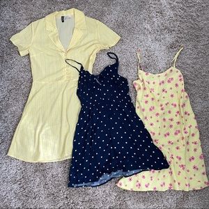 Bundle Set of 3 sun dresses yellow navy floral polka dot sz S / 6
